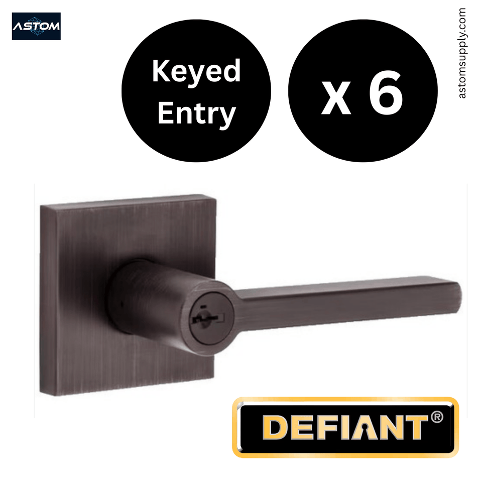 6-Pack Brand New Sealed Defiant Tonebridge Matte Black Keyed Entry Lever Keyed