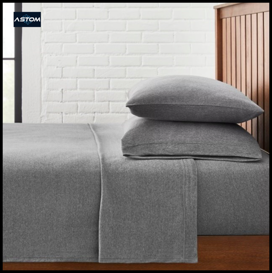StyleWell Jersey Knit Cotton-Blend Queen Sheet Set, Charcoal Gray, 4-Piece, Soft T-Shirt Feel