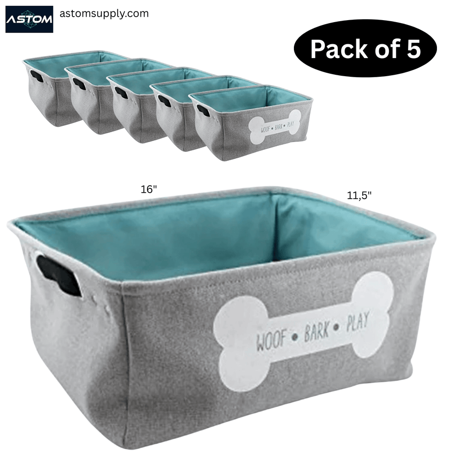 Winifred & Lily Pet Toy & Accessory Storage Bin – Grey (Box of 5)